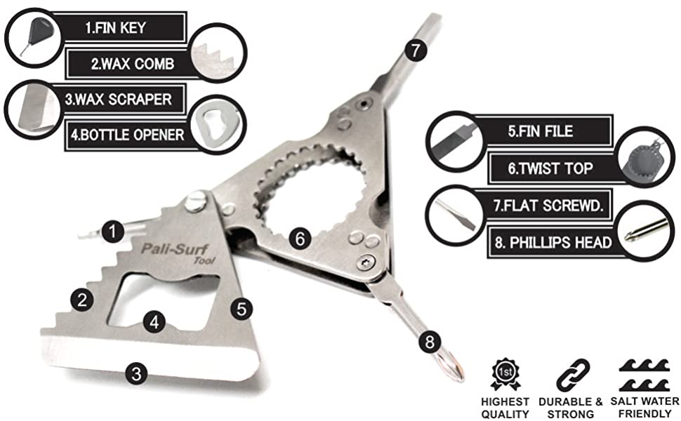 Surfboard Multi Tool Australia Fin Key Wax Comb Bottle Opener Curve